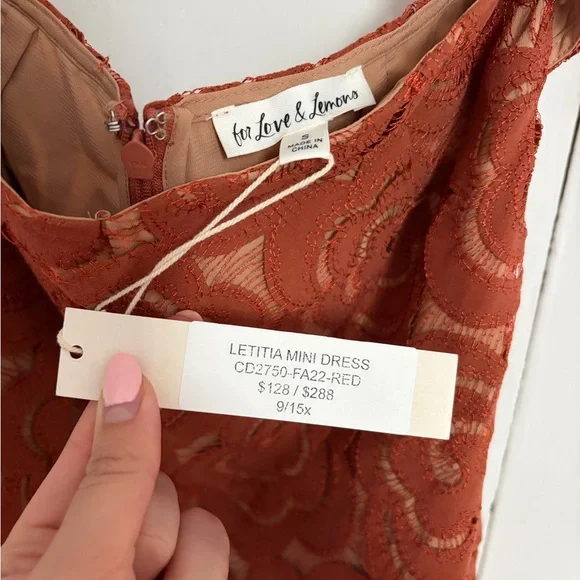 For Love And Lemons Floral Lace Mini Dress in Brown - Picture 8 of 13